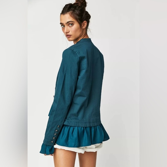 FREE PEOPLE | ✨NEW✨ Ruffles Romance Jacket in Teal Jewel - Picture 3 of 5